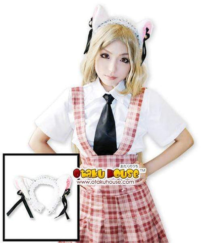 Cosplay Props White Cat Ears Hairband with Bells